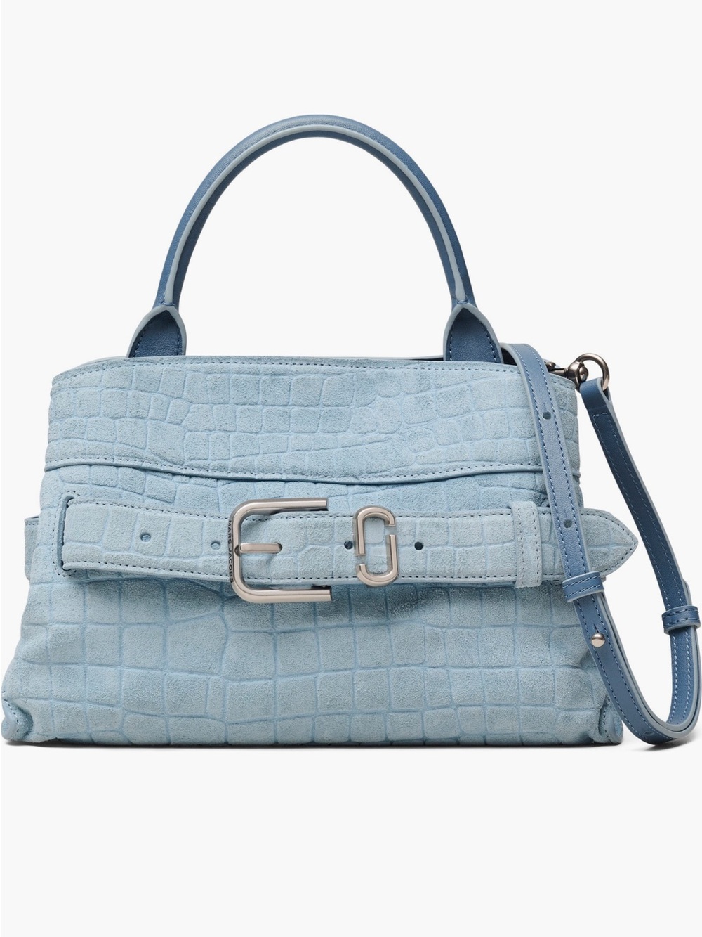 Marc Jacobs Small Dakota Croc-Embossed Suede Satchel